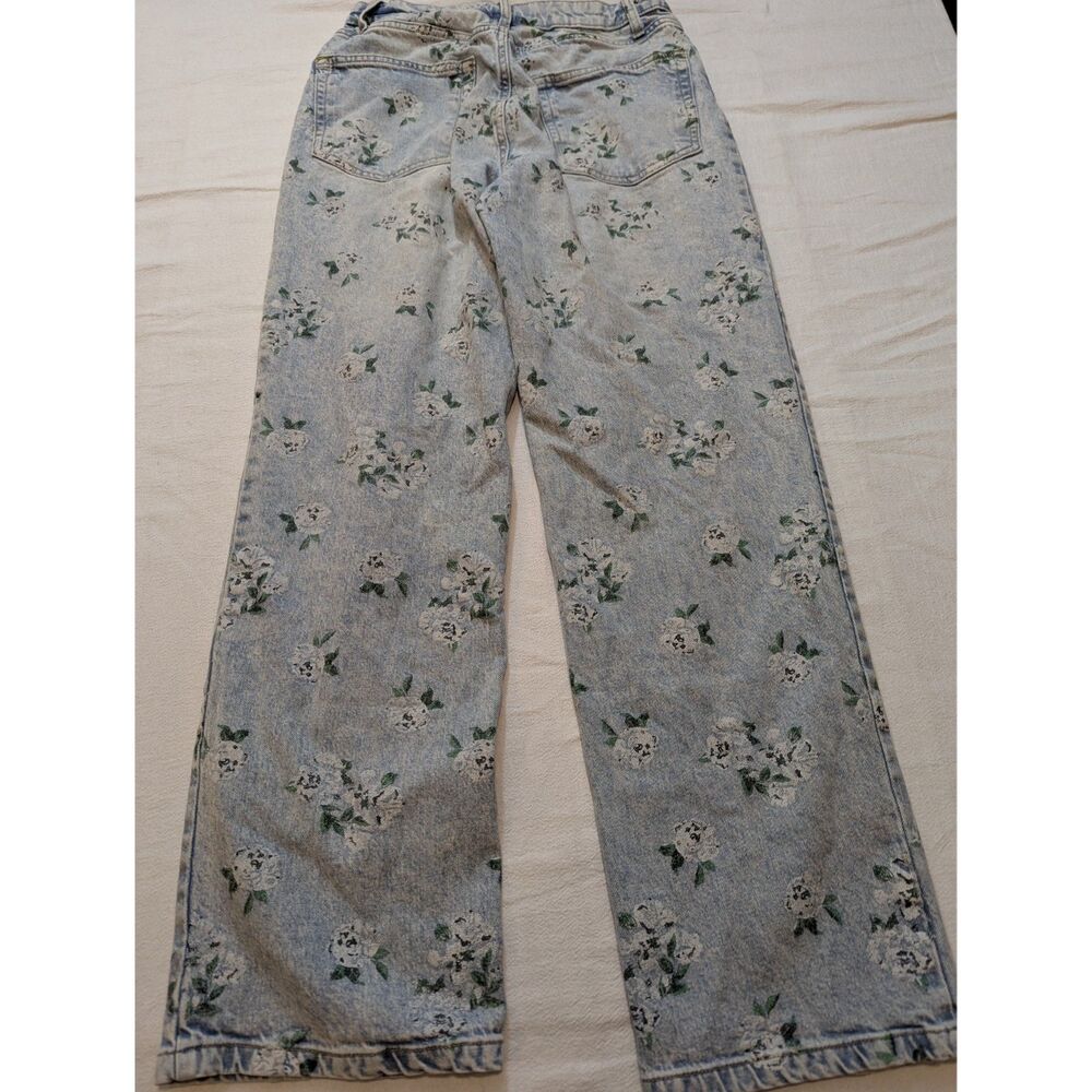 Wild Fable Floral Print Jeans Womens 29x31 90s Relaxed Straight Acid Wash Denim - Picture 4 of 7